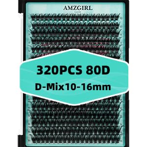 Lash Clusters 320Pcs 80D Eyelashes Cluster D Curl Individual Wispy Lashes Cluster for DIY Cluster Eyelash Extensions at Home for Beginners (Mix10-16mm)