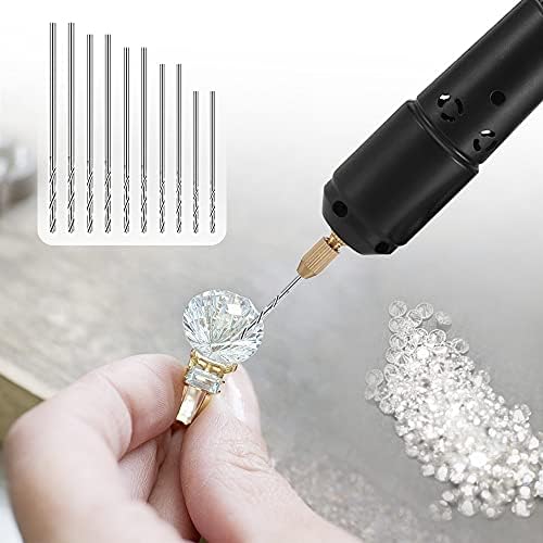 Yinhing Mini Drill for Jewelry Making, Electric USB Screwdriver Drill Set with 10 0.8 to 1.2mm Drill Bits for Resin Casting Drilling Jade Crystal and Pearls (Black #-1)