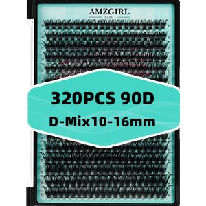 Lash Clusters 320Pcs 90D Eyelashes Cluster D Curl Individual Wispy Lashes Cluster for DIY Cluster Eyelash Extensions at Home for Beginners (Mix10-16mm)