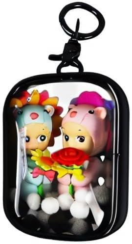 Clear Figure Display Bag with Keychain, Portable Small Doll Storage Bag Hanging Blind Box Organizer Zipper Closure, Dustproof Collectibles Display Case for Showing Off Blind Boxes, Mini Figures