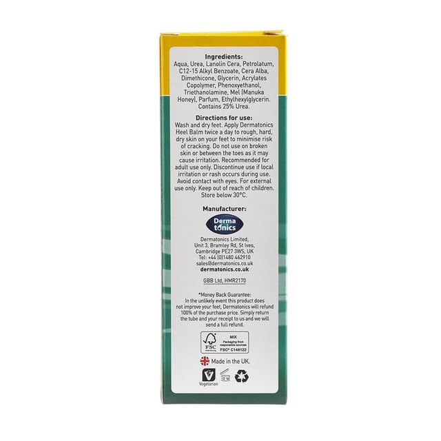 Dermatonics Foot Cream for Dry Cracked Heels (3 Pack) - 25% Urea with Manuka Honey, Intensive Moisturizing Treatment, Callus Remover, Exfoliating Care for Rough Feet Elbows Hands - Skin Repair 2.37oz
