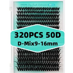 Lash Clusters Wispy 320PCS Eyelash Extension 50D Cluster Lashes Individual Lashes DIY Lash Extension Natural Look Cluster Eyelash Extensions Soft False Eyelashes at Home for Beginners(D-Mix9-16mm)