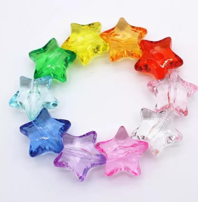 20pcs Acrylic Crystal Star Beads 28mm Star Shape Faceted Beads for Jewelry Making Bracelet Necklace Key Chains DIY Crafts(Bluish Violet)