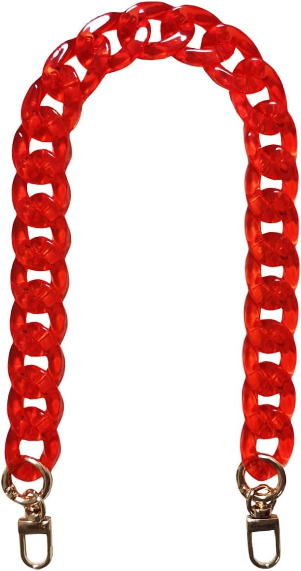 Hongvarey Purse Acrylic Chain Strap,Handbag Handles Chain, Bag DIY Accessories Chain,Resin Acrylic Chain for Bag-Highlight Red 46
