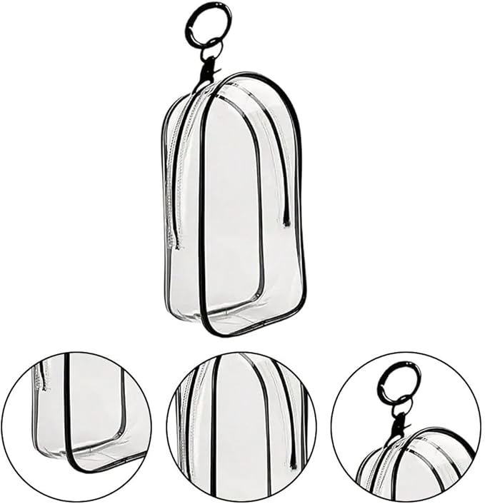 Clear Figure Display Bag with Keychain, Clear Keychain Pouch Mini Carrying Case Keychain Charms Hanging Blind Box Display Case for Collectibles Dolls