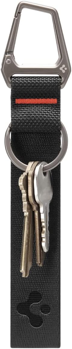 Spigen Universal Lanyard Wrist Strap with Keychain for iPhone, ID Badge Wallet Holder, AirPods, Cameras, Keychain & Everyday Carry, Durable Carabiner with Wrist Strap - Black