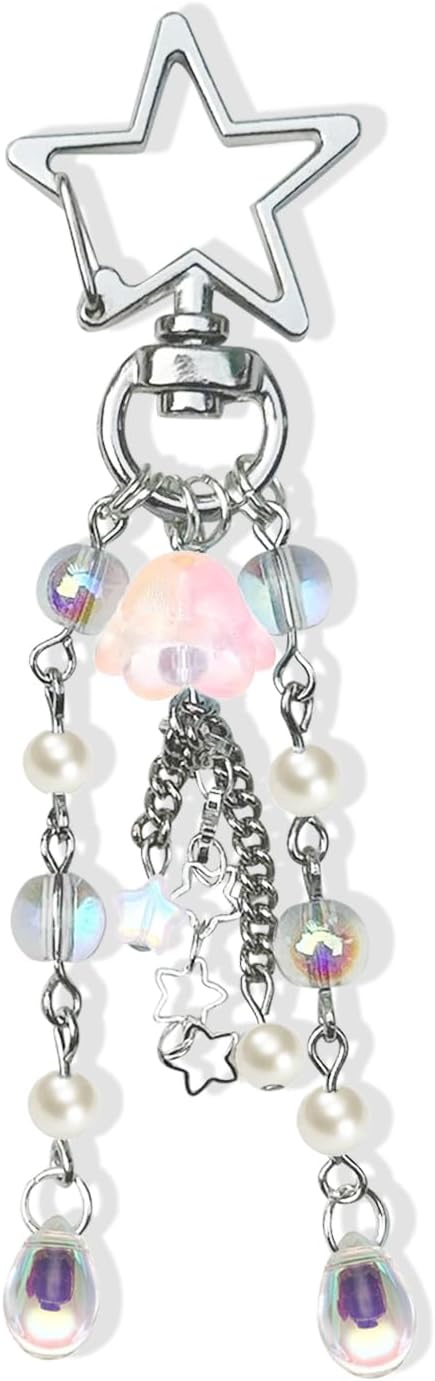 Agromusk Jellyfish Keychain,Cute Y2K Car Keychains for Women Girls Jellyfish Bag Charms Purse Accessories Star Jelly Decor