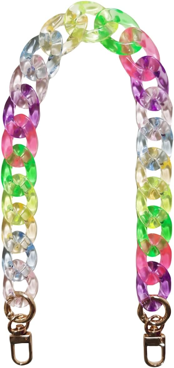 Purse Acrylic Chain Strap,Handbag Handles Chain, Bag DIY Accessories Chain,Resin Acrylic Chain for Bag-Highlight Colorful 43