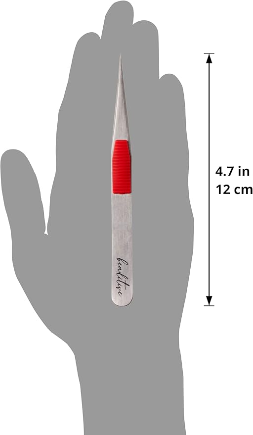 Beaditive High Precision Heavy-Duty Tweezers With Cushion - 4.7" Craft Tweezers for Sewing, Beading & DIY Crafts - Non-Serrated, Fine Point Tips - Stainless Steel Needle Nose Hobby Tweezers (Fuchsia)