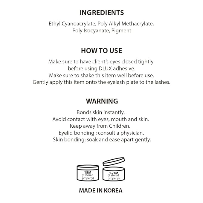 DLUX PROFESSIONAL Eyelash Extension Glue for Professionals - 8 Weeks Retention, 1 Sec Drying Time, Latex Free Semi Permanent Individual & Volume Lash Extension Glue
