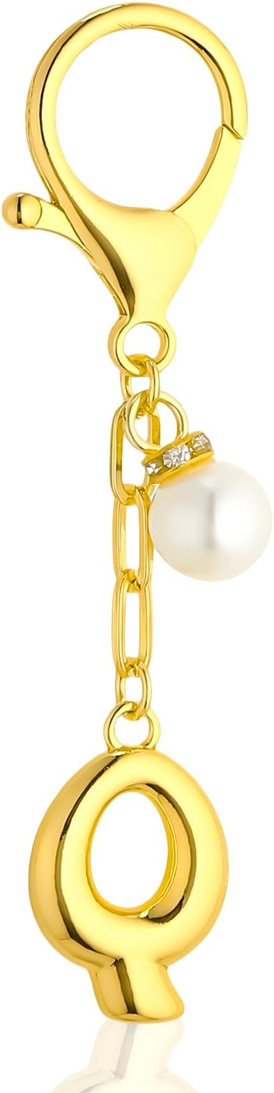 VICKHU Gold Plated Bubble Initial Letter Cute Keychain for Women Car Key Purse Decorative Keyring Handbag Charms Fashion