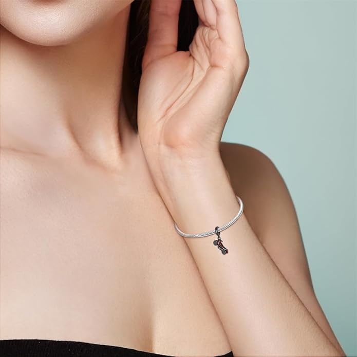 HONGRUI 925 Sterling Silver Charm for Bracelets Necklace Fashion Heart Bow Flower Family Butterfly Pendant Bead Charm for Women Festival jewelry gifts