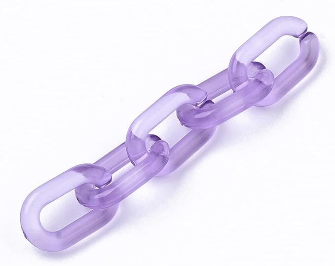 Beadthoven 100pcs Transparent Acrylic Linking Rings Oval Quick Link Connectors for Curb Chains Purse Eyeglass Chain DIY Craft Making 15x9x3mm (Orchid)