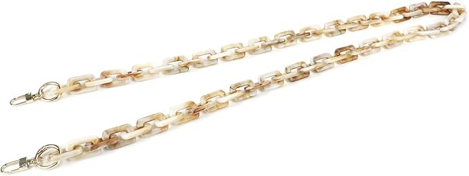 47.24"/120cm DIY Acrylic Resin Replacement Chain Purse Shoulder Strap with Buckle, Beige Rectangle Chain Link