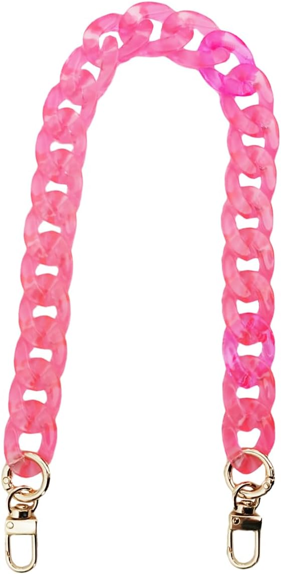 Hongvarey Purse Acrylic Chain Strap,Handbag Handles Chain, Bag DIY Accessories Chain,Resin Acrylic Chain for Bag-Highlight Rosered 46