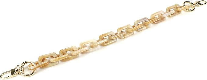 15.7"/40cm DIY Acrylic Resin Replacement Chain Purse Shoulder Strap with Buckle, Beige Rectangle Chain Link
