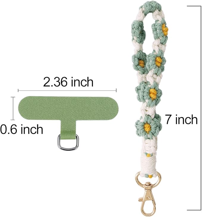 Boho Macrame Phone Wrist Strap, Cell Phone Lanyard with Tether Tab, Keychain Wristlet Charm, Anti-Loss Phone Chain
