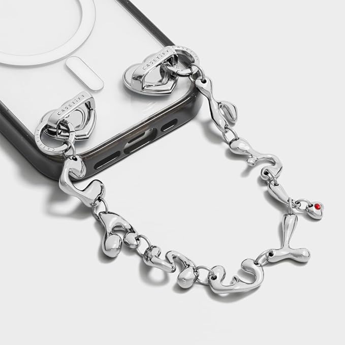 CASETiFY Charm Keychain - Metallic Bow/Classic Pearl/Shiny Silver/C Cube Chain