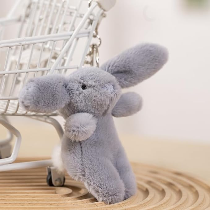 Cute Bunny Bag Charm, Kawaii Bunny Keychain 3.5" Inch Mini Rabbit Purse Charm Decoration for Women Girls