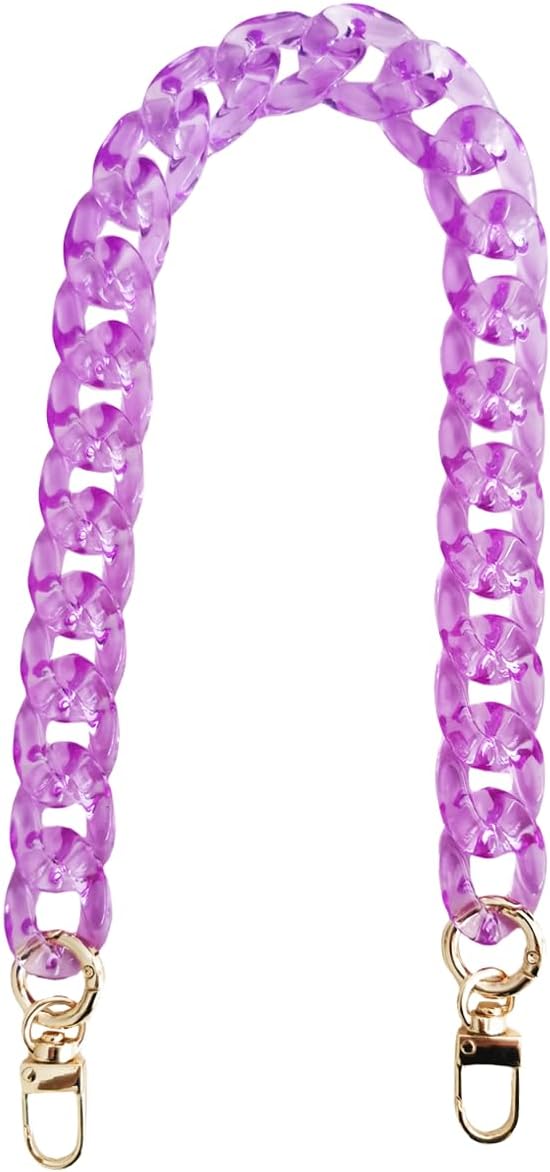 Acrylic Chain Strap for Purse,Handbag Decorate Chain,Bag Accessories Chain Strap,Plastic Resin Chain for Bag-Purple 46CM Highlight