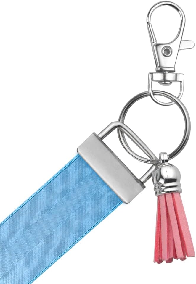 72PCS Key Fob Hardware Set Including 24 Key Fob Hardware with Key Ring 24 Colorful Leather Keychain Tassel and 24 Swivel Snap Hooks for Keychain Making Supplies (6 Colors)