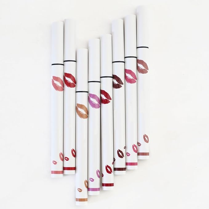 evpct Longwear Liquid Lip Liner Stain Marker Pen Long Lasting Waterproof, Nude Brown Matte Semi Permanent 24 Hour Lip Liner and Lipstick Combo, Korean Color Stay Lipliner All Day, Lips Stain peel off