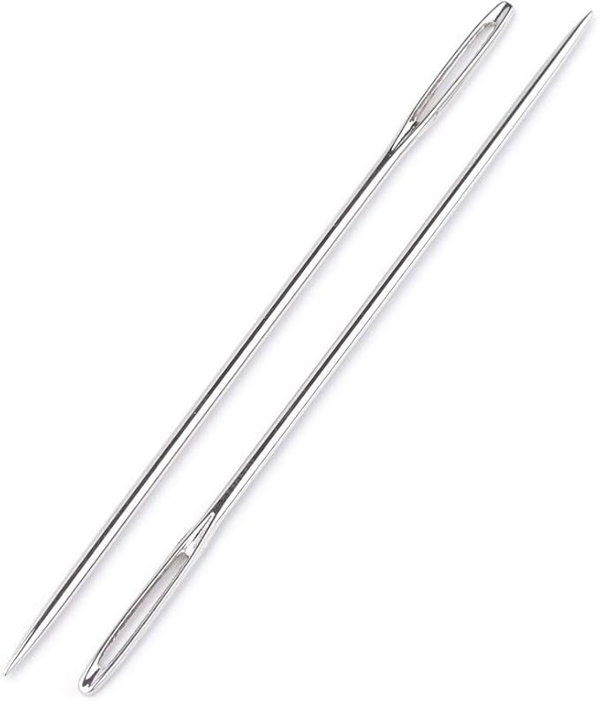 Craftdady 50Pcs Iron Big Eye Beading Sewing Needles for Stitching Crafting 52mm Long