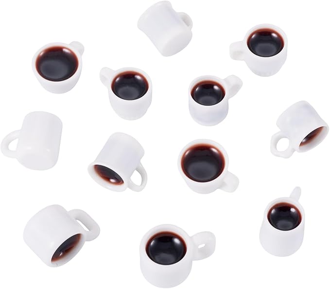 Beadthoven 24Pcs Min Resin Coffee Cups Miniature Food for Dollhouse Mini Drinks Cups Kitchen Accessories Sets Coffee Mug Figures for Micro Landscape Party Decor Keychain Earrings DIY Jewelry Making