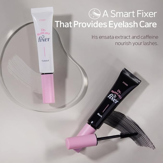 ETUDE Dr. Mascara Fixer, Korean Mascara Fixer, Long-Lasting Wax Formula, All-Day Curl Hold, Smudge-Proof, Korean Makeup, Beauty, Vegan Certified, Black (0.203 Fl Oz)