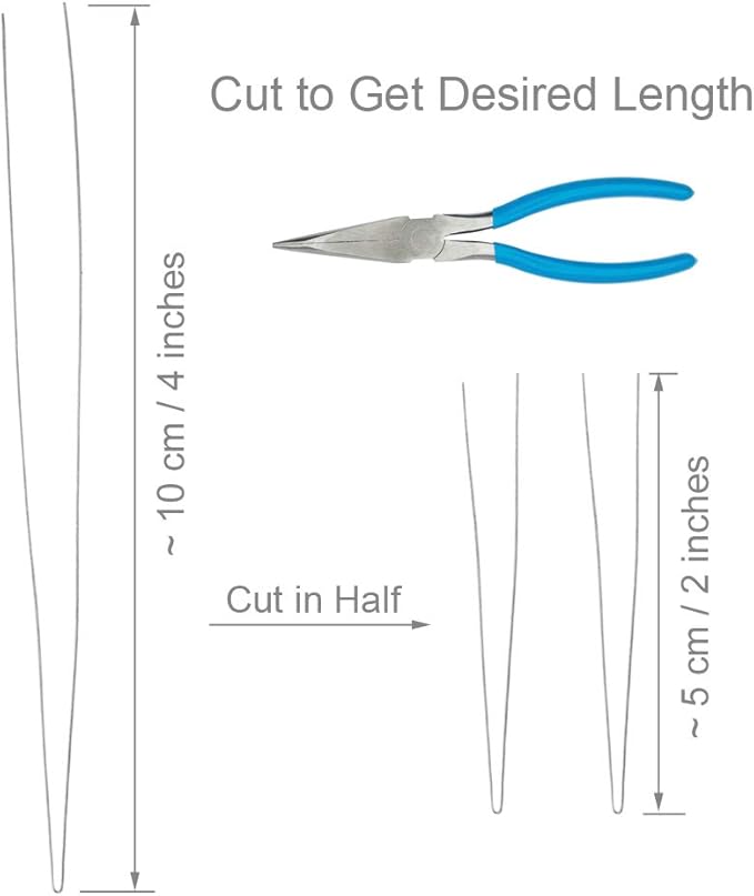 FoRapid 0.3mmx20cm Steel Wire Flexible Durable Collapsible Big Eye Embroidery Beading Needles Easy Threading Sewing Needles Open End for Any Thread Size Jewelry Making 10cm/4in(Folded Length) 10 pcs