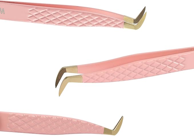 Ms.Queen Lash Tweezers for Eyelash Extensions,Fiber Tip Eyelash Tweezers for Mink Lashes Fan Making Mega Volume Boot Lashing Tweezers