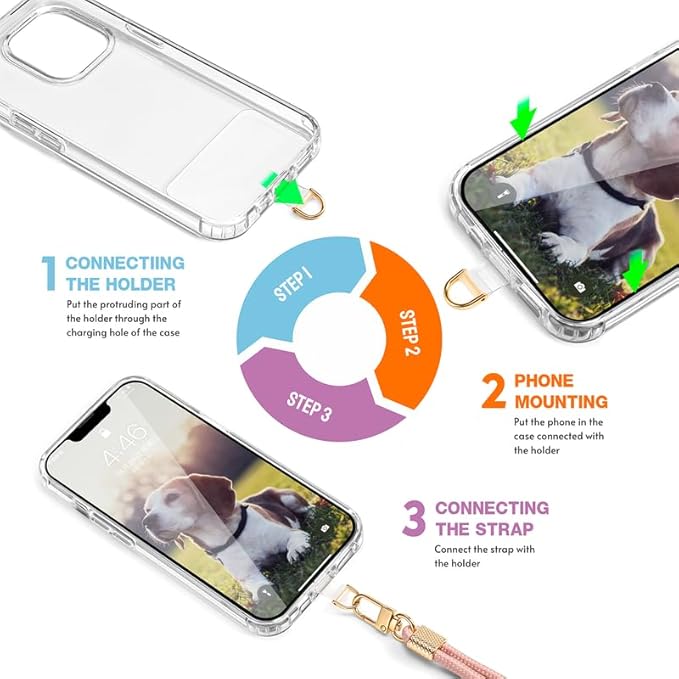Phone Lanyard Universal Crossbody Cell Phone Strap Anti-Theft Adjustable Neck Lanyard for iPhone 17 Pro Max 2pcs Phone Patchs Tether Pads Dark Grey