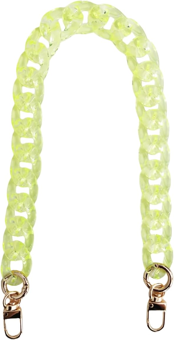 Hongvarey Purse Acrylic Chain Strap,Handbag Handles Chain, Bag DIY Accessories Chain,Resin Acrylic Chain for Bag-Highlight Light Green 46