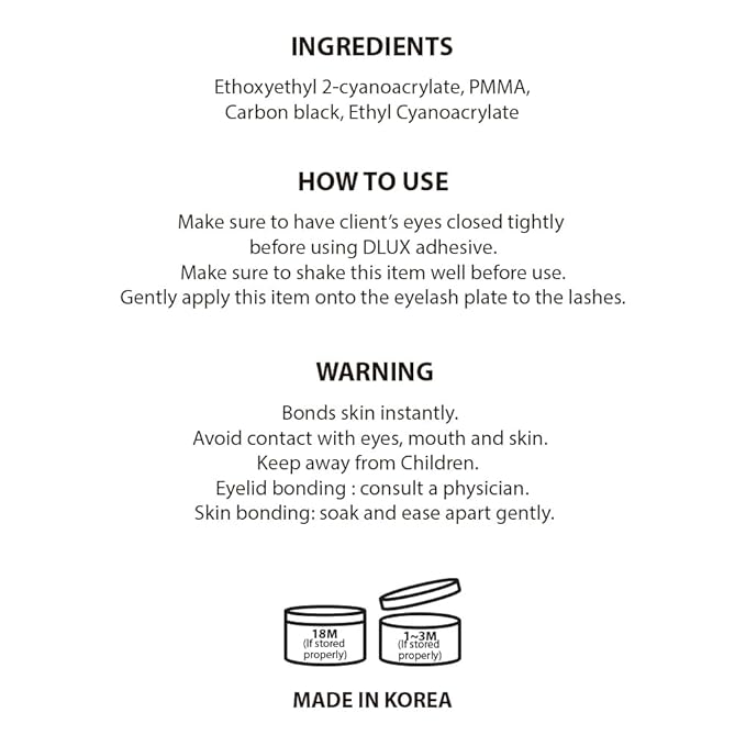 DLUX PROFESSIONAL Eyelash Extension Glue for Professionals - 9 Weeks Retention, 0.5 Sec Drying Time, Latex Free Semi Permanent Individual & Volume Lash Extension Glue