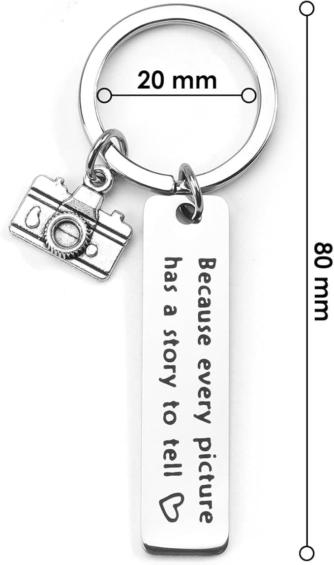 Camera Keychain,Photographer Keychain with Camera Charm,Photography Gift with Inspirational Quote for Photographers