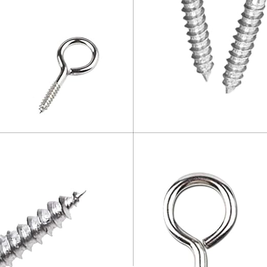 Screw Eye Hooks 20 Pieces White Zinc Plated Metal Cup Hooks Eye Shape Self Tapping Screws Ring