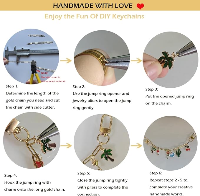 BLOSSIONA 223pcs Lip Gloss Keychain Making Kit DIY Keychain Making Supplies for Crafting 100 Enamel Charms 1 Meter Extender Gold Chain 20 Keychains Clips 100 Jump Rings Key Chain Making Kit