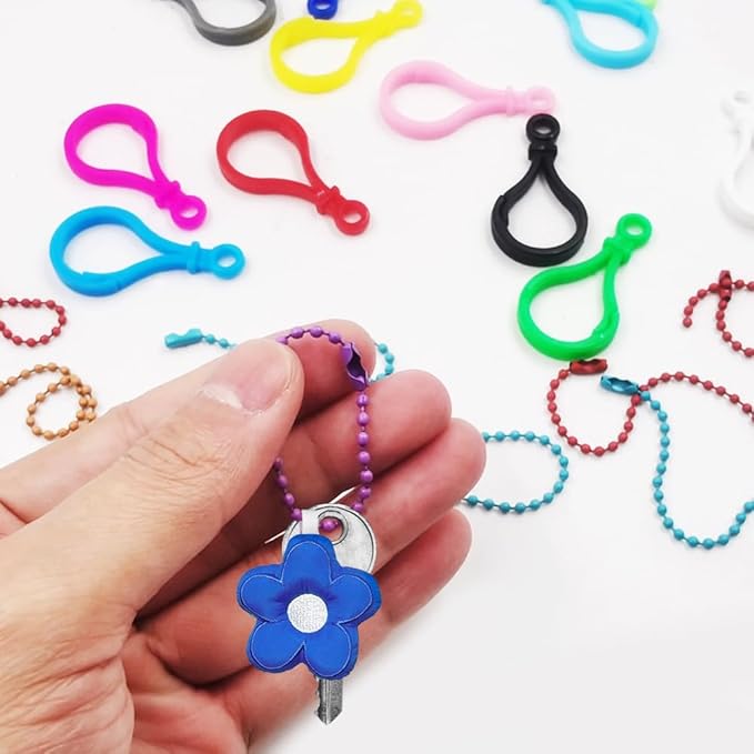 SourceTon 100Pcs Plastic Snap Clasps + 50Pcs Metal Ball Chains Kit | Adjustable Jewelry Connectors, Keychain Hooks, Backpack Clips | Assorted Colors for DIY Crafting