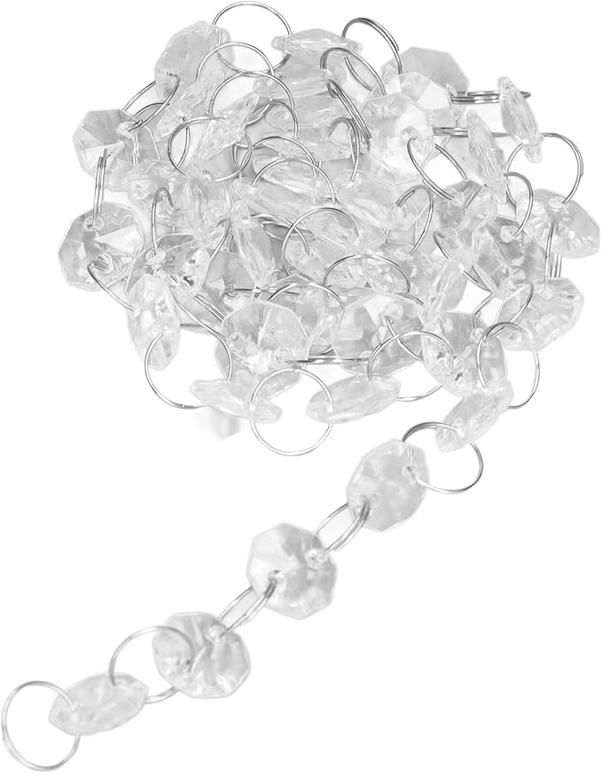 10pcs Crystal Chain Garland Strand, Acrylic Bead Chain Decorations, Adjustable Length DIY Wedding Party Celebration Decor with Metal Rings, for Christmas Trees Chandeliers Home Gar