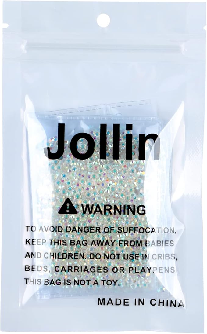 Jollin Glue Fix Crystal Flatback Rhinestones Glass Diamantes Gems for Nail Art Crafts Decorations Clothes Shoes(ss10 2880pcs, Transparent AB)