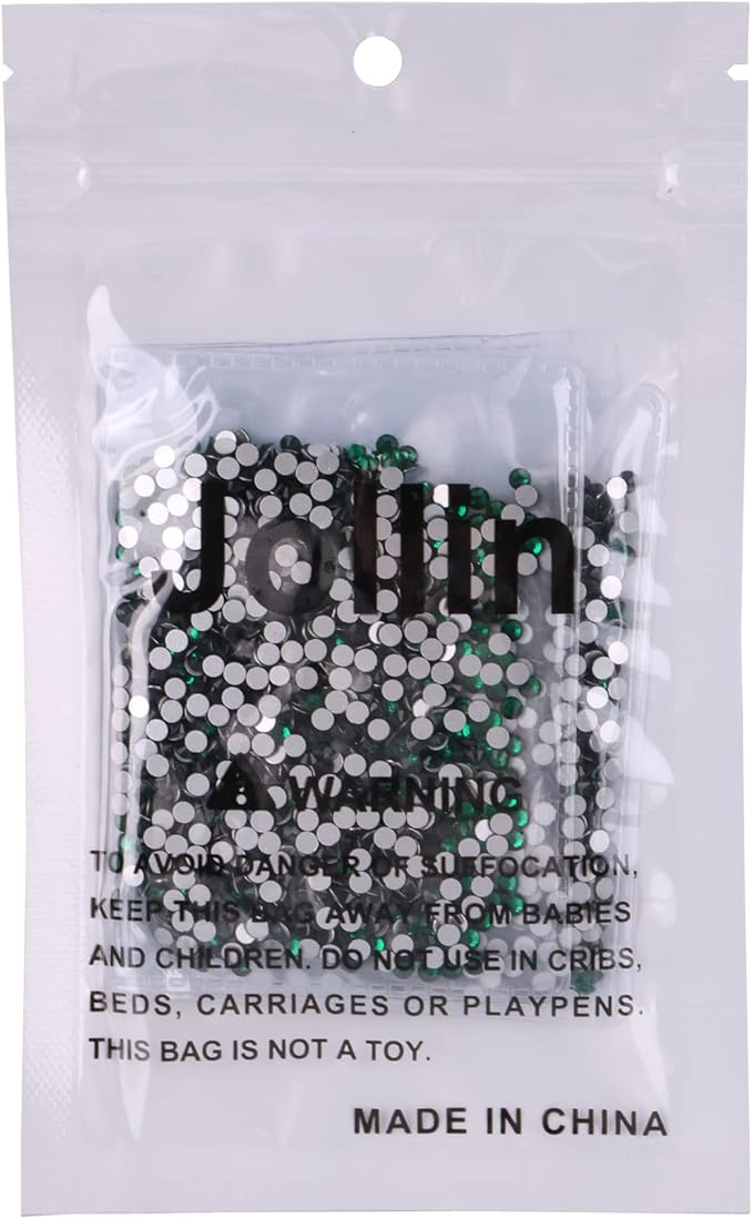 Jollin Glue Fix Crystal Flatback Rhinestones Glass Diamantes Gems for Crafting Nail Art Crafts Decorations Clothes Shoes 2.8mm (ss10 2880pcs, Dark Green)