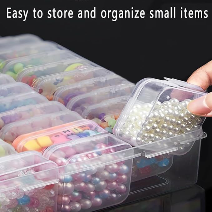 46pcs Bead storage containers, bead organizer boxes and craft storage boxes for bracelet making DIY jewelry craft nails, bracelets, jewelry, diamonds, clay beads, screws 2.9x1.97x0.8Inch