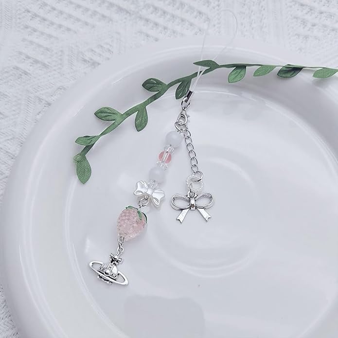 1-4PCS Cute Phone Charms Aesthetic Y2K Cell Phone Charms Strap Pink Strawberry Butterfly Star PhoneCharm Y2K Accessories for Bag Keychain Airpods Camera Pendants Decor