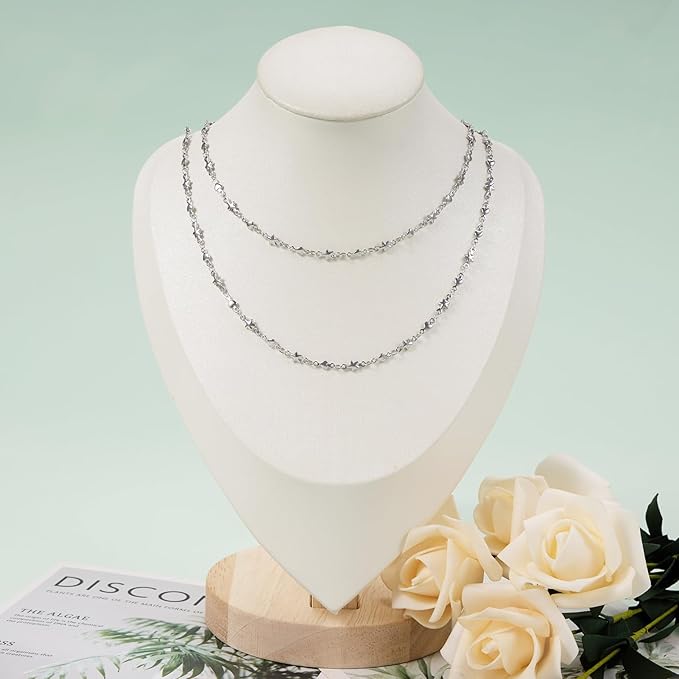 UMAOKANG 4 Meters Stainless Steel Chains for Jewelry Making Delicate Star Heart Link Chain Bulk for Women Necklace Bracelet DIY