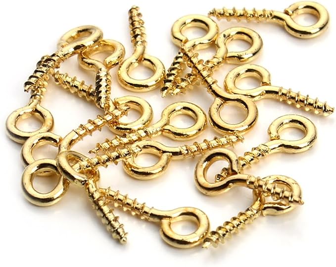 Metal Screw Eye Pins Hooks 4X10mm Heavy Duty Screw Eye Pins for DIY Jewelry Making Red Copper Plated Eye Bolt Arts & Crafts Project 200 Pcs/lot