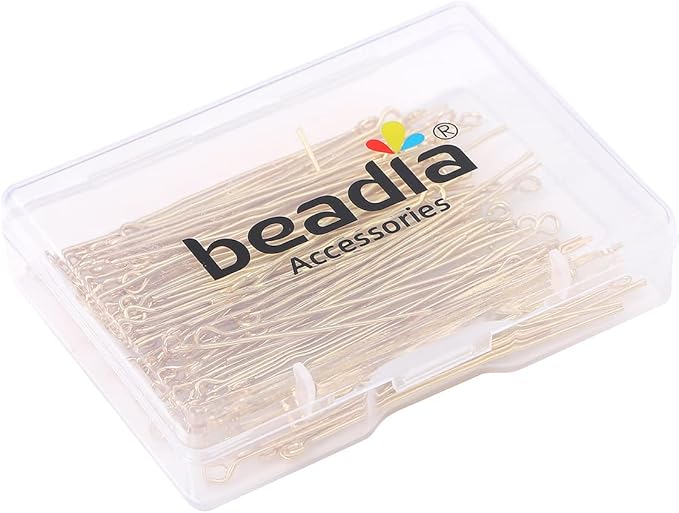 14K Gold Plated Open Eye Pins Non Tarnish 50mm 100pcs for Jewelry Making Findings