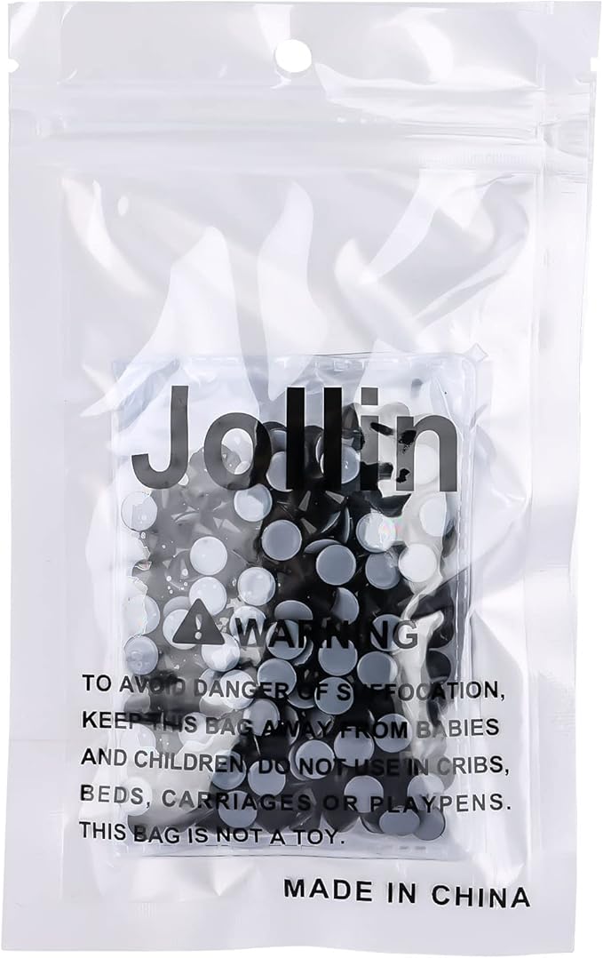 Jollin Hot Fix Crystal Flatback Rhinestones Glass Diamantes Gems 6.4mm(30ss 288pcs, Jet)