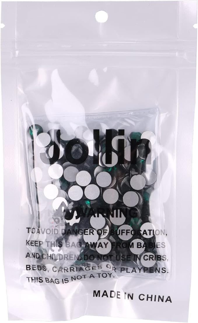 Jollin Glue Fix Crystal Flatback Rhinestones Glass Diamantes Gems for Crafting Nail Art Crafts Decorations Clothes Shoes 7.2mm (ss34 288pcs, Dark Green)