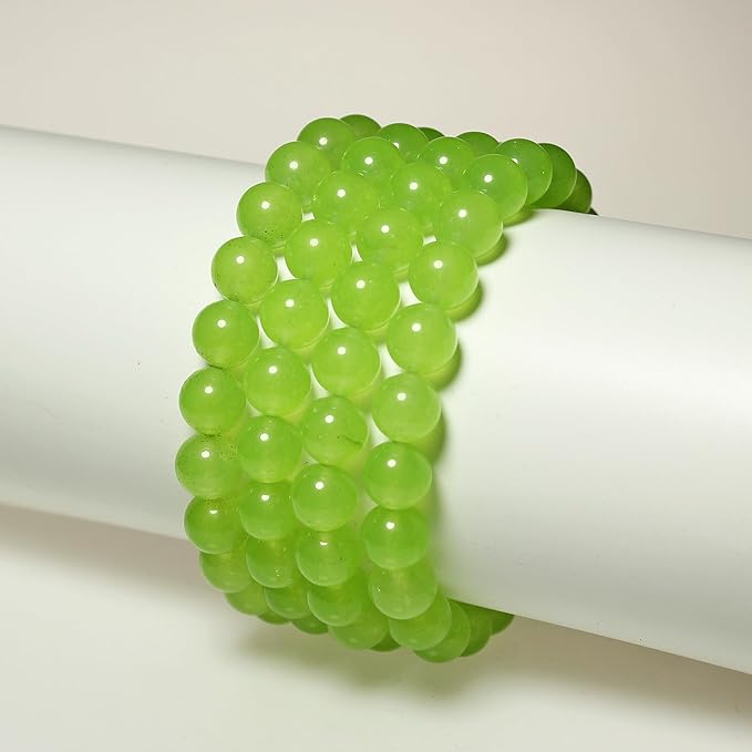 MJDCB Stone Beads 12mm 30pcs Round Fruit Green Jade Loose Gemstone Bead Charms for Jewelry Making Bracelet Necklace Earring Pendant