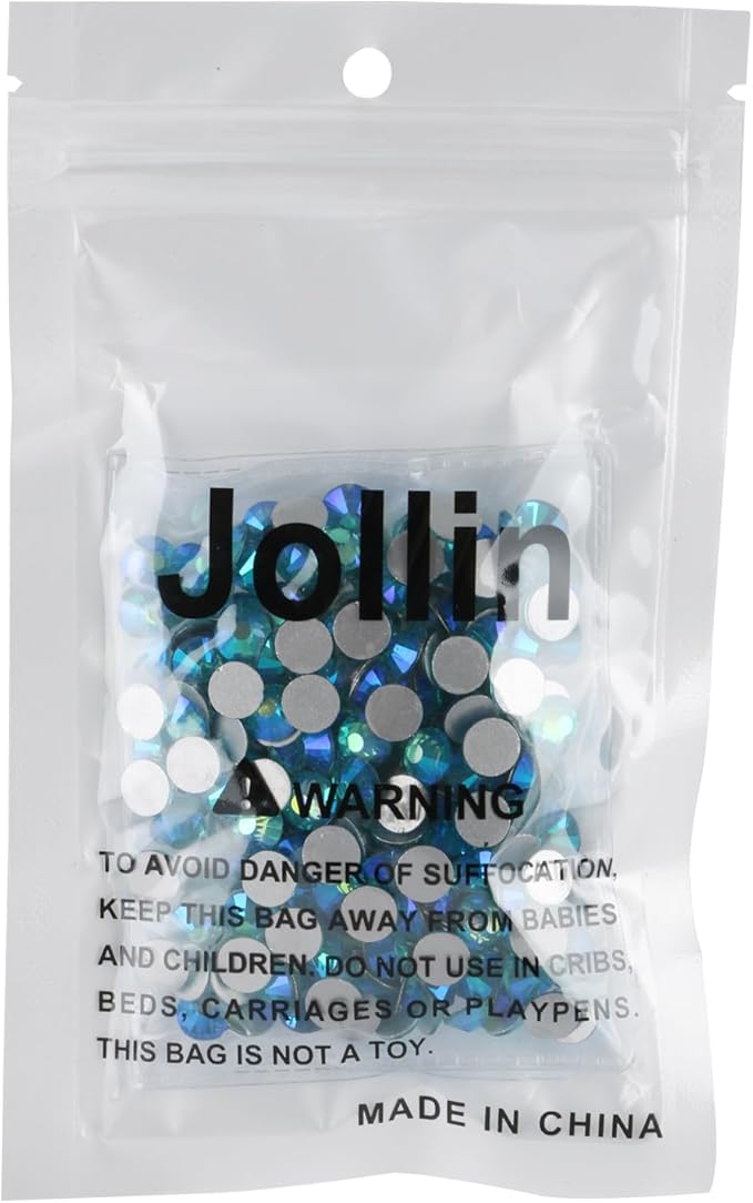Jollin Glue Fix Crystal Flatback Rhinestones Glass Diamantes Gems for Nail Art Crafts Decorations Clothes Shoes(ss34 288pcs, Aquamarine AB)